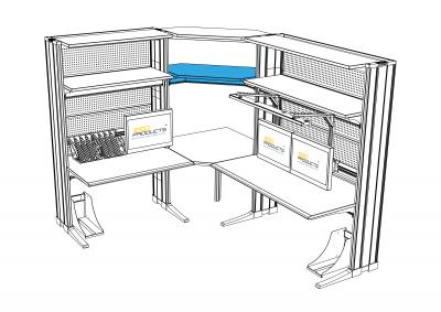 ESD Superstructure System For Corner 500 mm Knurr Vertiv Workstations Elicon Consoles ESD Products